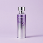 Essência NAD+ Bio Lifting-sil Essence da Numbuzin, frasco prateado isolado sobre fundo lilás liso.