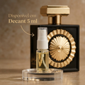 Frasco do perfume Nebras da Lattafa ao lado de um decant de 5ml, com texto indicando disponibilidade em decant