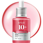 Frasco do sérum Anua Niacinamide 10 + TXA 4 de 30ml em destaque com esfera de gel rosa ao fundo